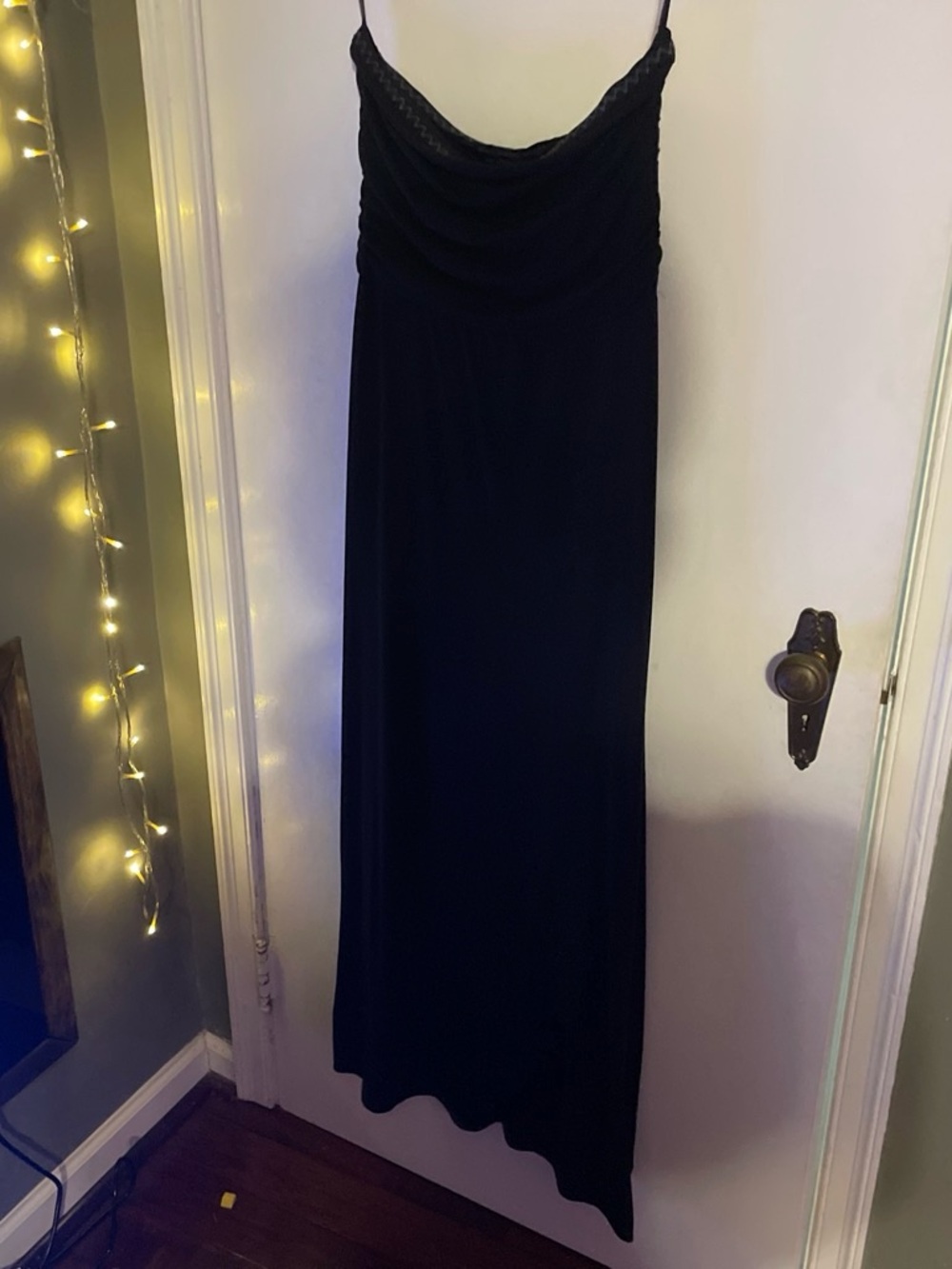 The Limited Black Strapless Maxi Dress with Lace Trim